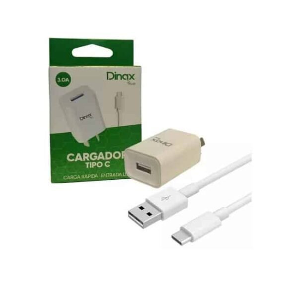 CARGADOR TIPO C 220V 3.0A CE + 1 USB DINAX BLANCO