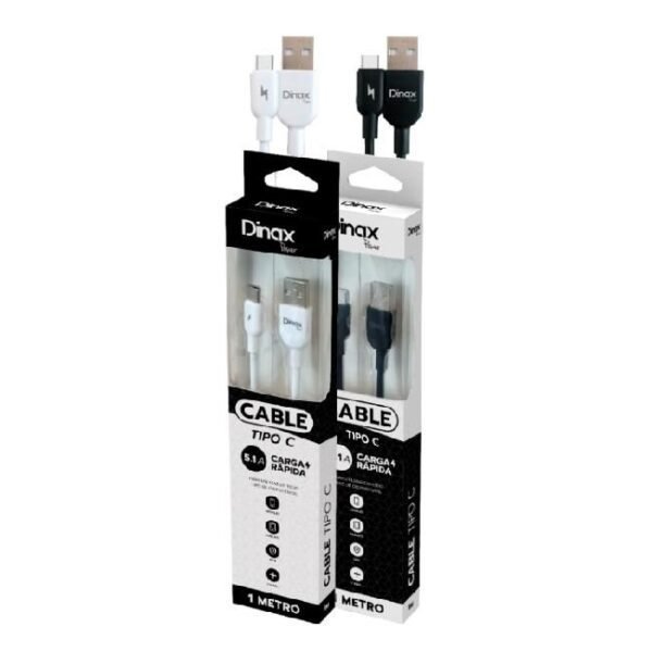 CABLE TIPO C MACHO A USB TIPO A MACHO 5.1A BLANCO DINAX DX-61MCABTC