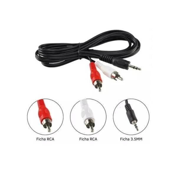 CABLE PLUG 3,5 MACHO A 2 RCA MACHO (M-M) 1,8 MTS DINAX DX-PLURCA18