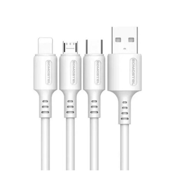 CABLE TIPO C MACHO A USB TIPO A MACHO 3.1A BLANCO SOMOSTEL SMS-BP06