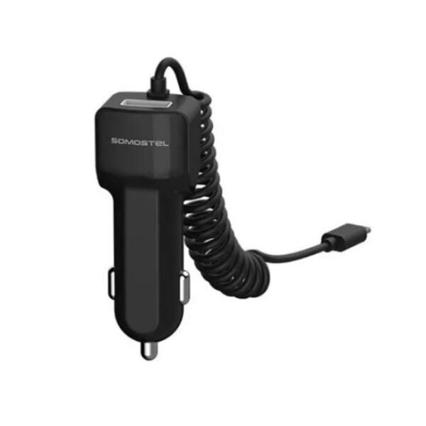 CARGADOR MICROUSB 12V 24V 3.1A CF + 1 USB SOMOSTEL SMS-A16W NEGRO