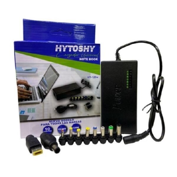 CARGADOR UNIVERSAL PARA NOTEBOOK 12V-24V 120W CON 10 CONECTORES HYTOSHY HT-96W