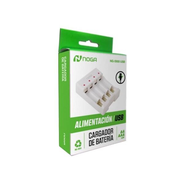 CARGADOR DE PILAS INDIVIDUALES X4 ALIMENTACION USB NOGA NG-5900